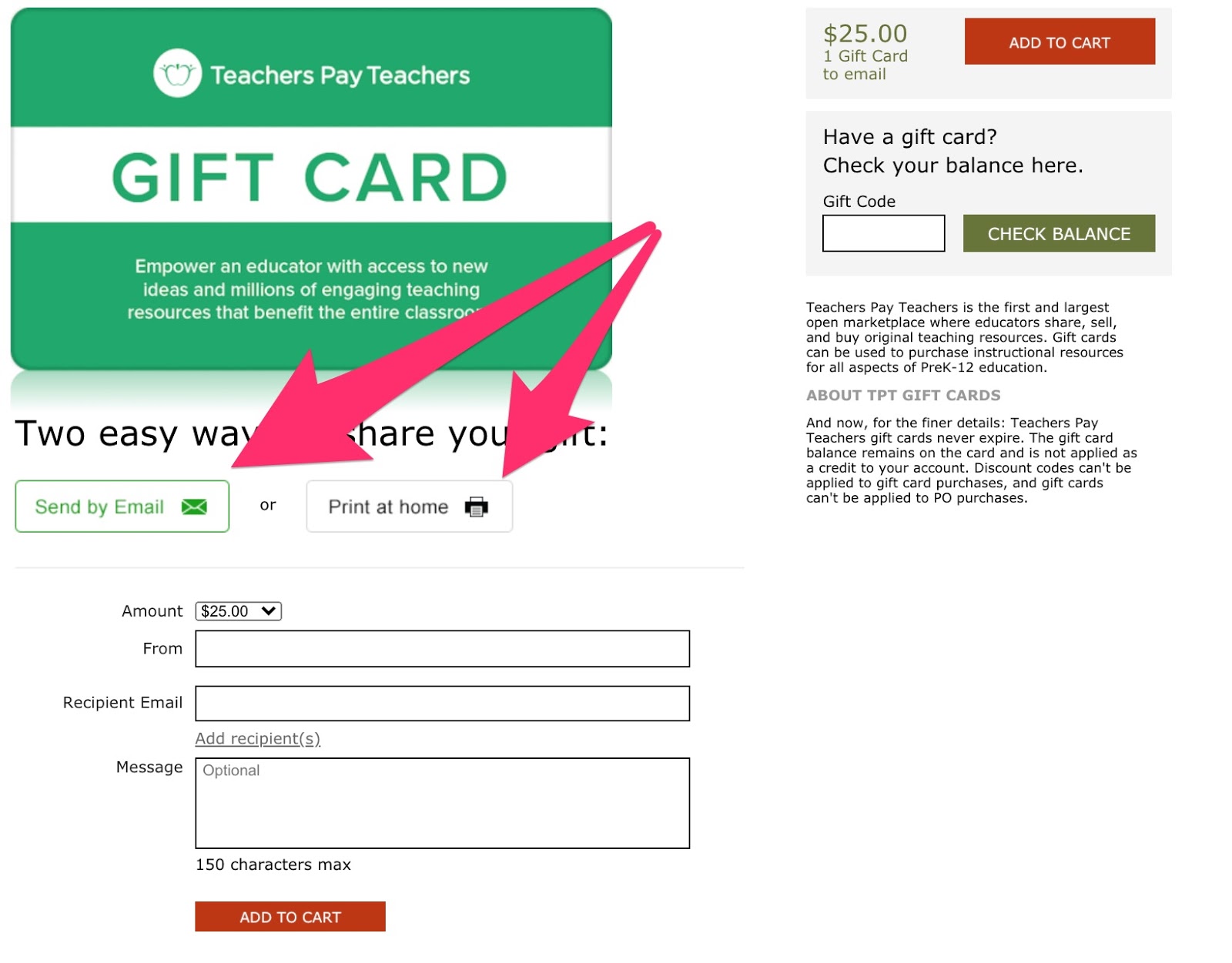 Gift card pay